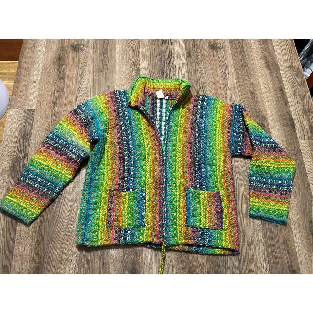 Winter House Sweater, Women's Size Small, Rainbow, Full Zip, Pockets